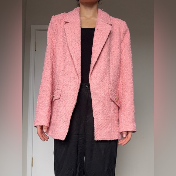 River Island Pink Tweed Blazer – Elegant Chanel-Inspired Style NWT - Picture 3 of 14